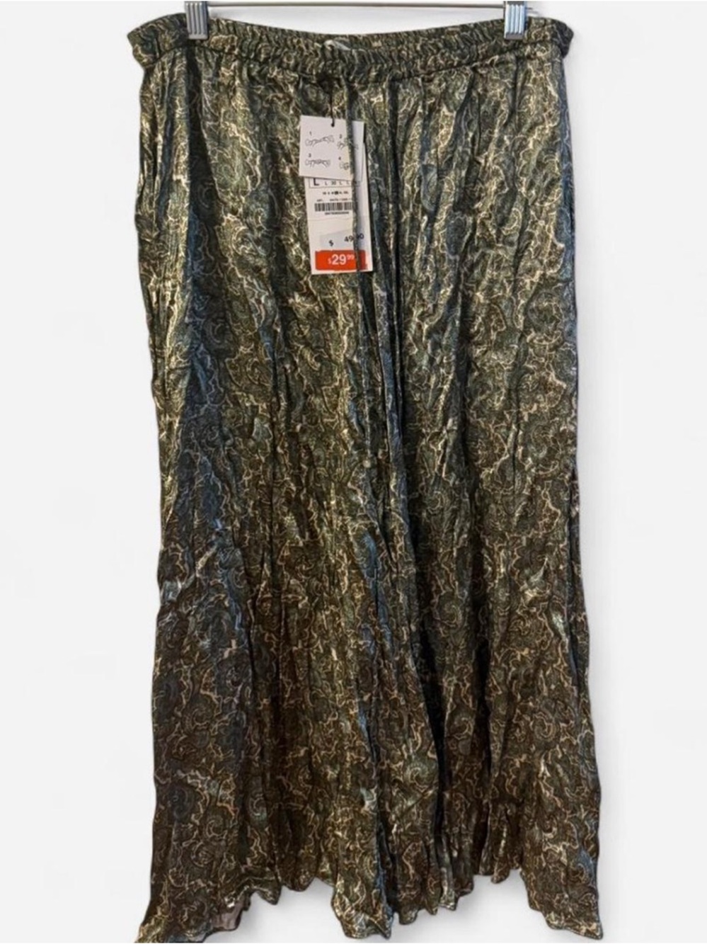 Zara Olive Green Paisley Maxi Skirt